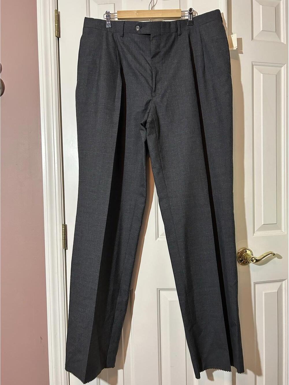 Allen Solly Wool Dress Pants Mens Size 42 UNHEMMED Gray Pleated Vintage